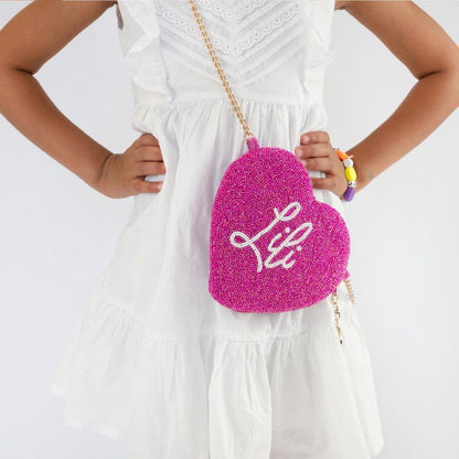 Pink Heart Kids Clutch Bag