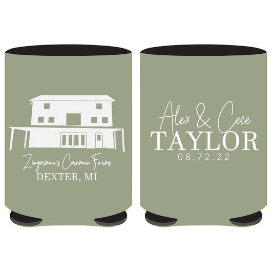 Venue Illustration Can Coolers for Wedding Favors (360)