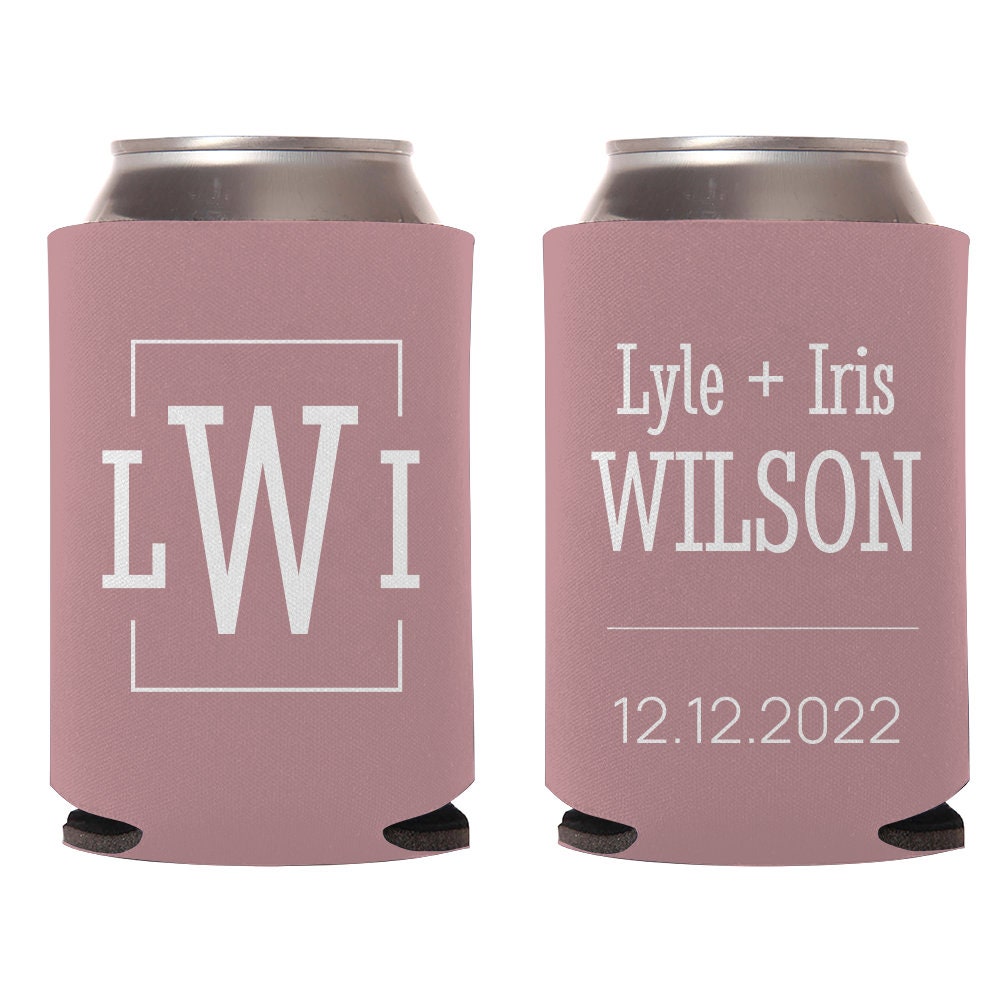Custom Wedding Monogram Can Cooler Favors (PK 180)