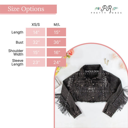 (Black Fringe) Wedding Party Jean Jacket