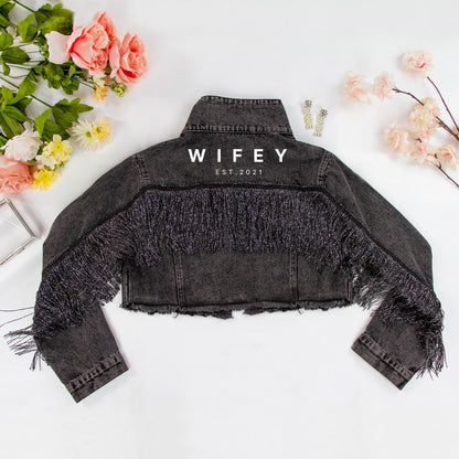 (Black Fringe) Wifey Jean Jacket