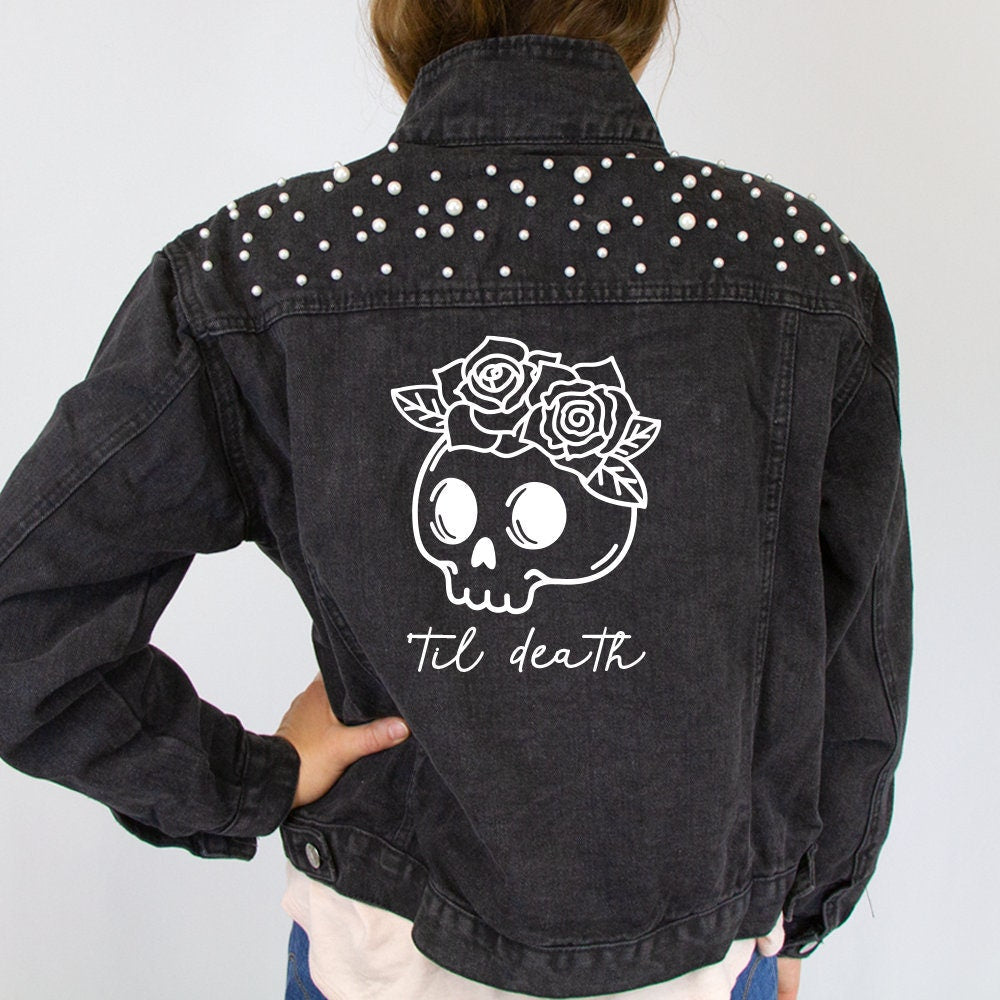 Till Death Denim Jacket – Fierce, Romantic, and Bridal – PrettyRobes.com