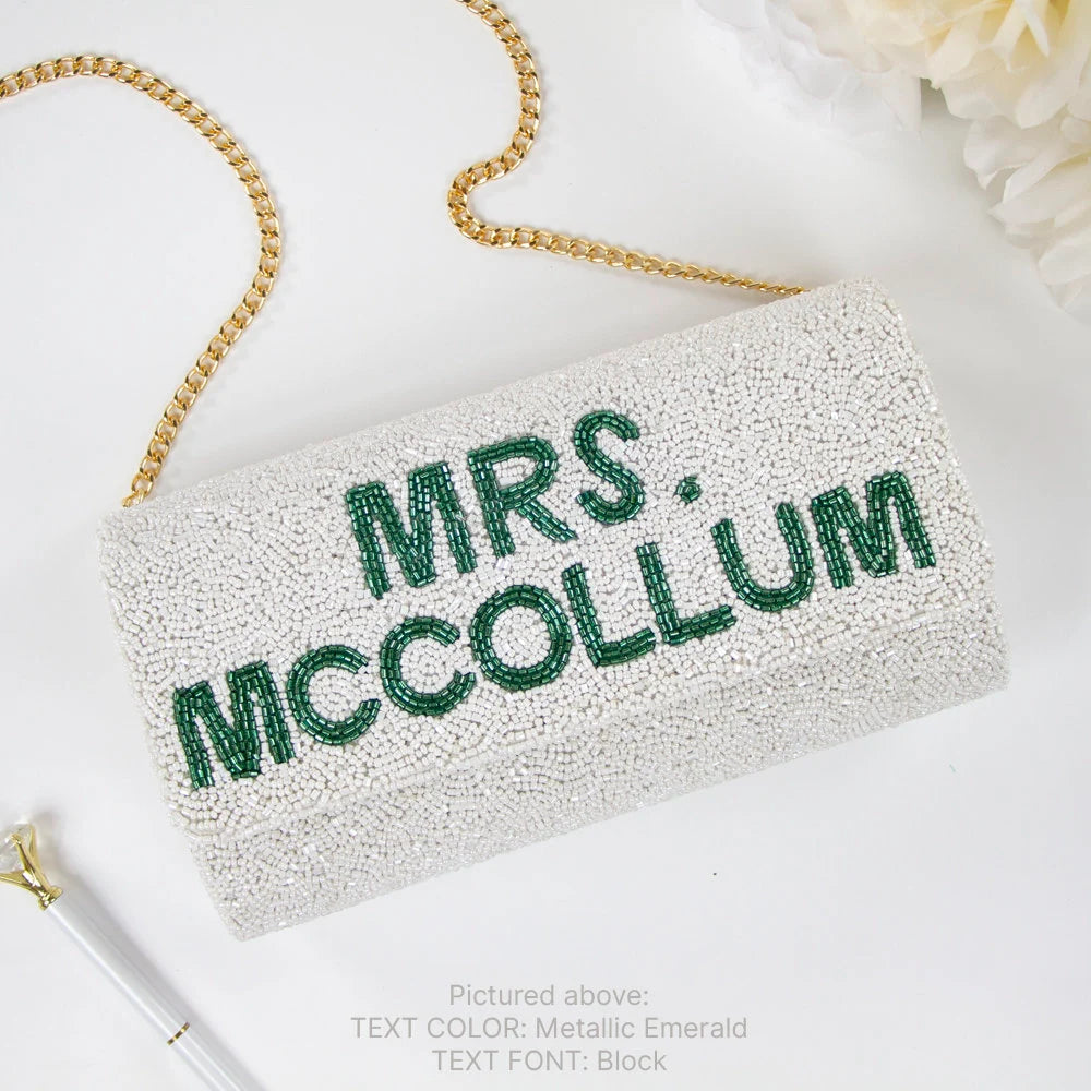 Personalized Hand Beaded Clutch (FOG)