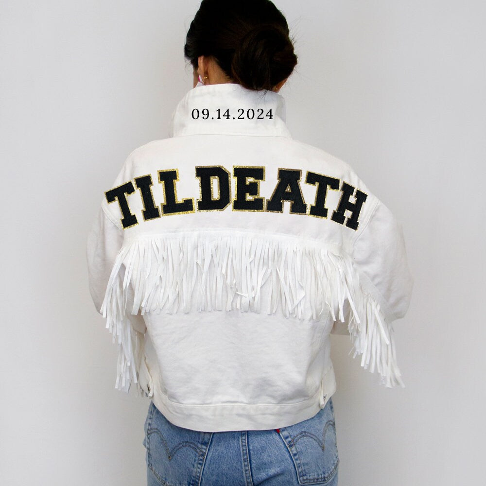 White Fringe Till Death Bridal Jacket