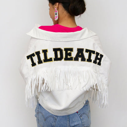 White Fringe Till Death Bridal Jacket