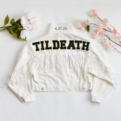 White Fringe Till Death Bridal Jacket