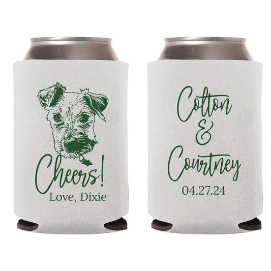 Pet Wedding Can Coolers, Custom Pet Wedding Can Cooler Favors, Personalized Pet Themed Wedding Can Coolers, Custom Wedding Beer Hugger (606)