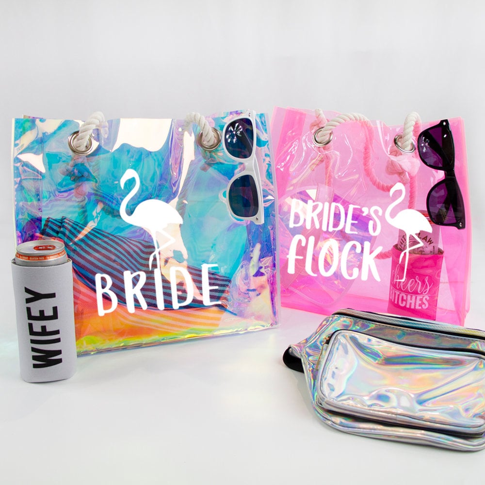 Bride Tote Bag, Bride&#39;s Flock Tote Bag, Bachelorette Party Tote Bag Gifts, Personalized Tote Bag, Custom Bridal Tote Bag, Bridal Shower Tote
