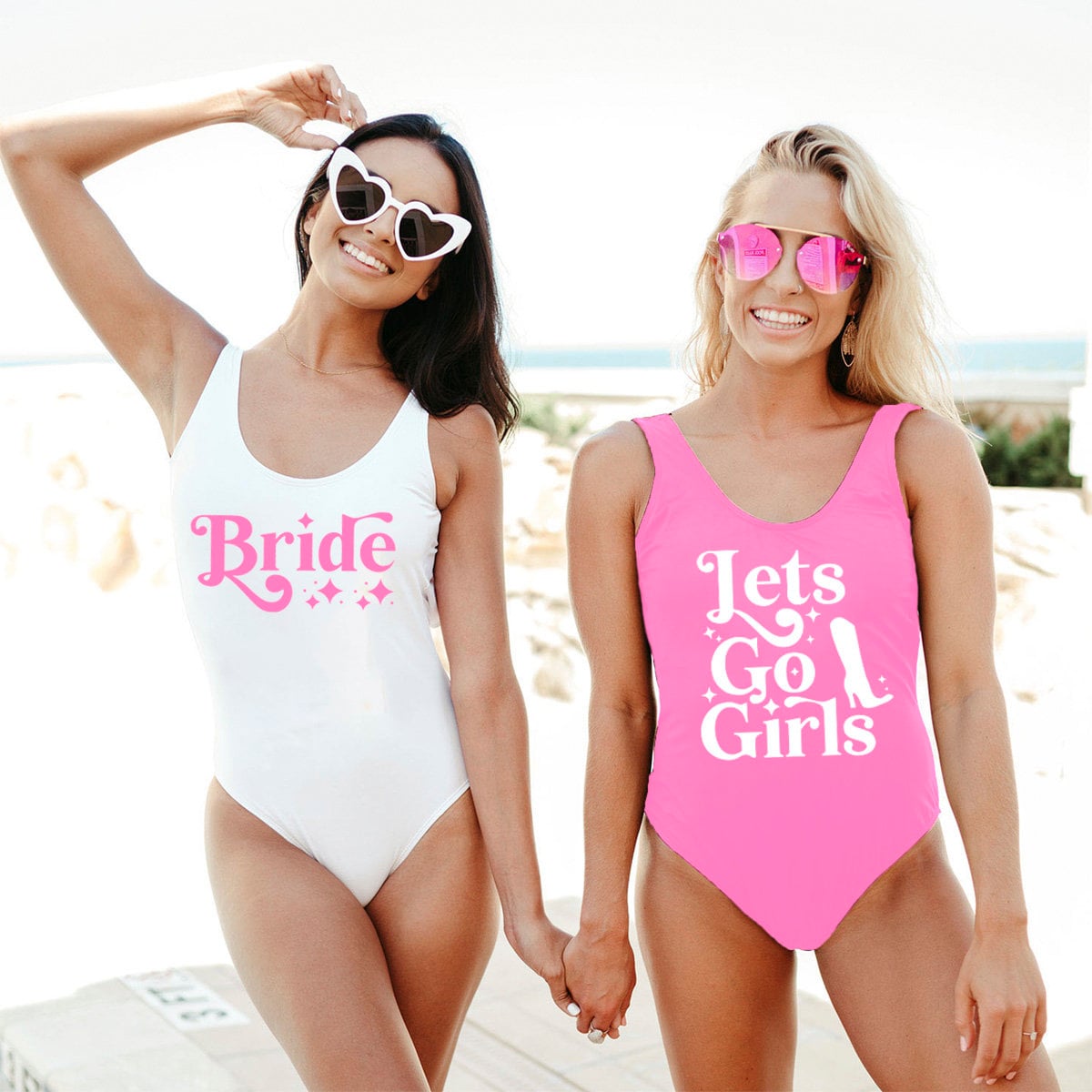 Bridal Swimsuit - Bachelorette Bridal Shower Bridal Party Bride Lets Go Girls