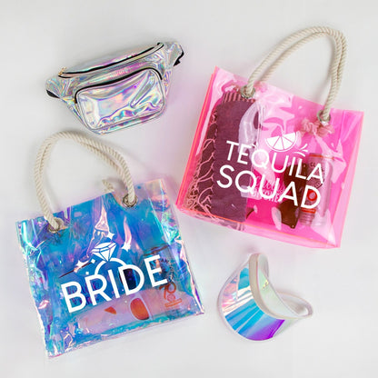 Personalized Bachelorette Tote - Neon and Tequila Squad-themed