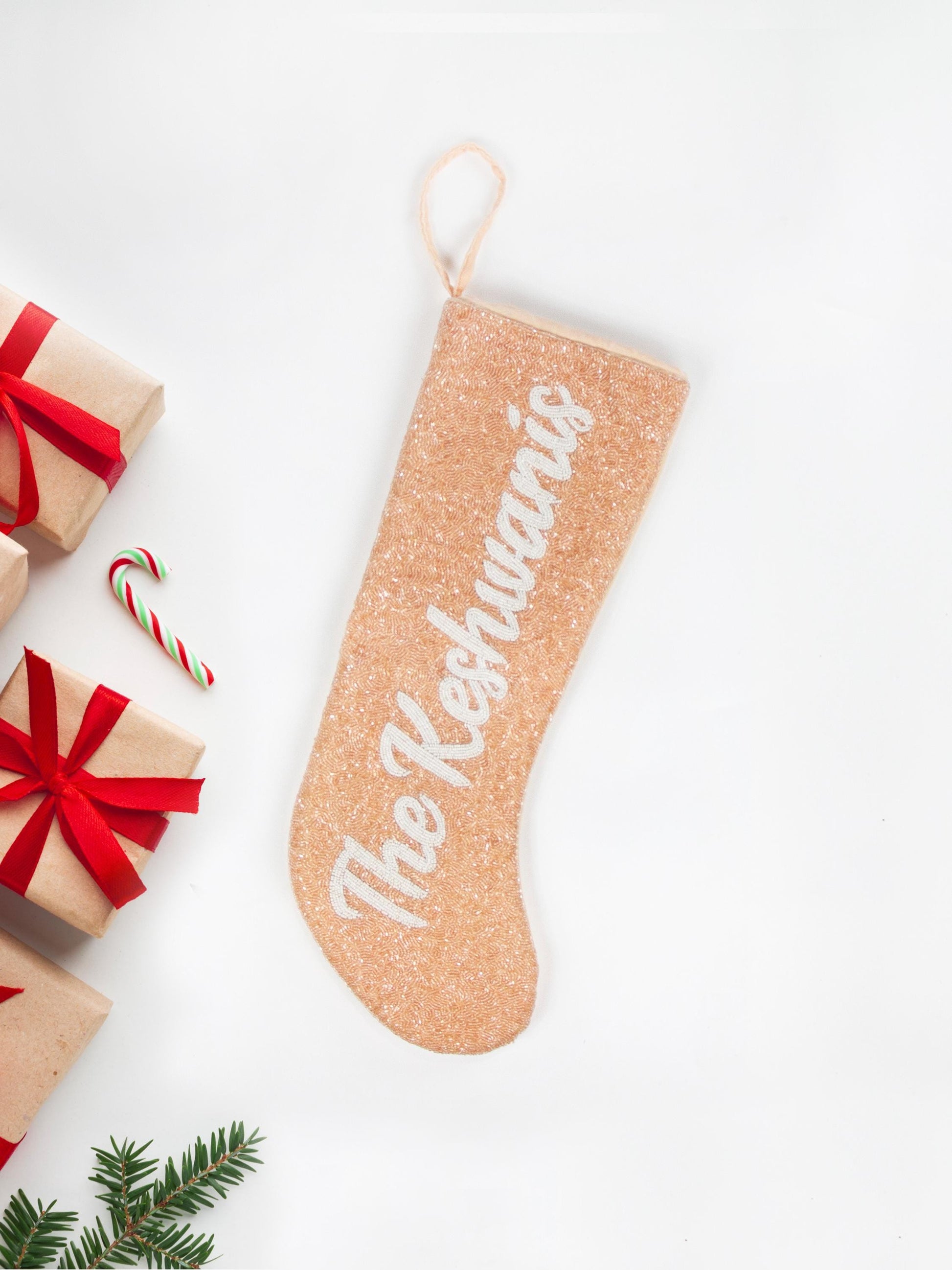 a christmas stocking with the words we've been married on it next to