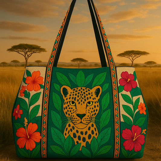 Jungle Leopard Beaded Tote