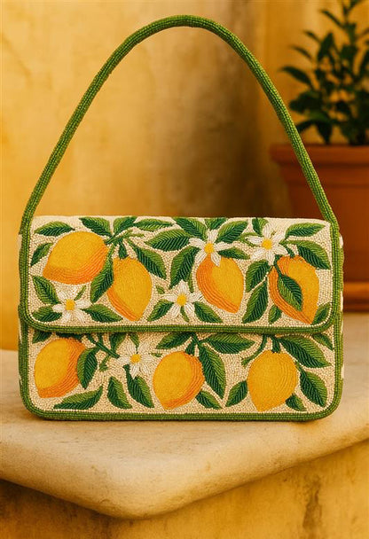 Tropical Mango Beaded Handbag