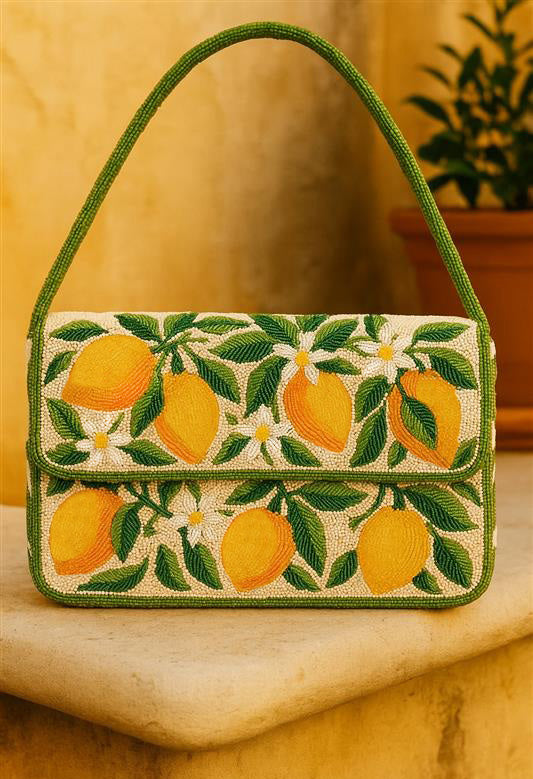 Tropical Mango Beaded Handbag
