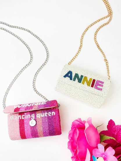 Beaded Mini Barrel Clutch for Flower Girl