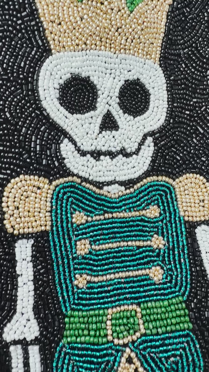 Beaded Nutcracker Skeleton Christmas Stocking