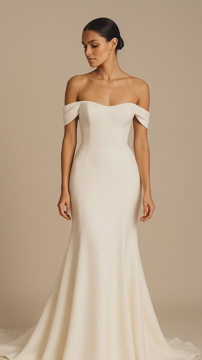 Soft Sweetheart Off-the-Shoulder Wedding Dress