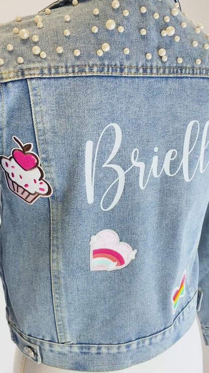 (Blue Denim) Personalized Patched Denim Jacket
