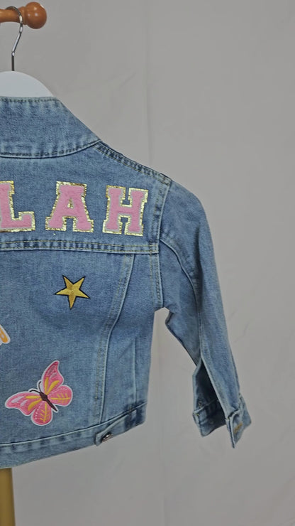 (Blue Denim) Blue Patch Denim Jacket Gifts