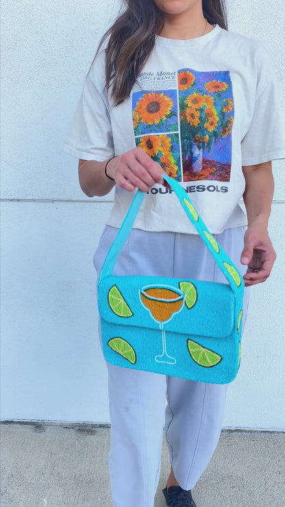 Beaded Lime Shoulder Bag
