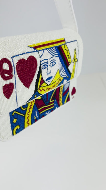 Ivory & Blue Queen of Hearts Bag