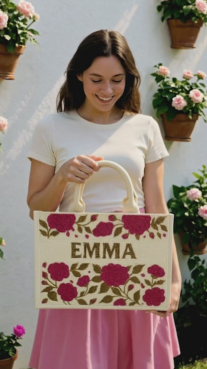 Beaded Tulip Tote Bag