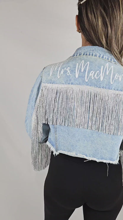 (Blue Fringe) Bridal Denim Jacket Gifts