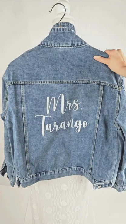 (Blue Denim) Personalized Bachelorette Party Denim Jacket Gift