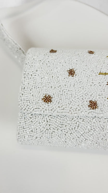 Celestial Sun & Moon Beaded Shoulder Bag