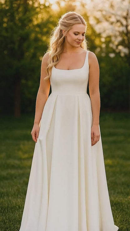 Square Neckline Wedding Dress