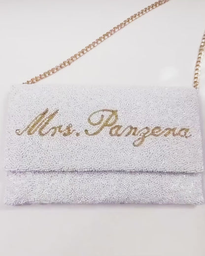 Personalized Mrs Beaded Clutch Purse (LHFC)