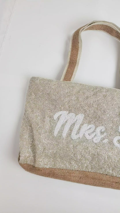 Custom Mrs. Beaded Boho Tote Bag