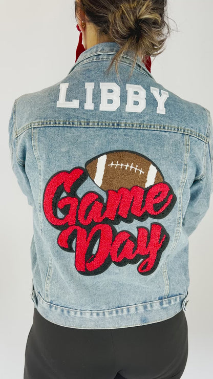 (Blue Denim) Personalized Game Day Denim Jacket