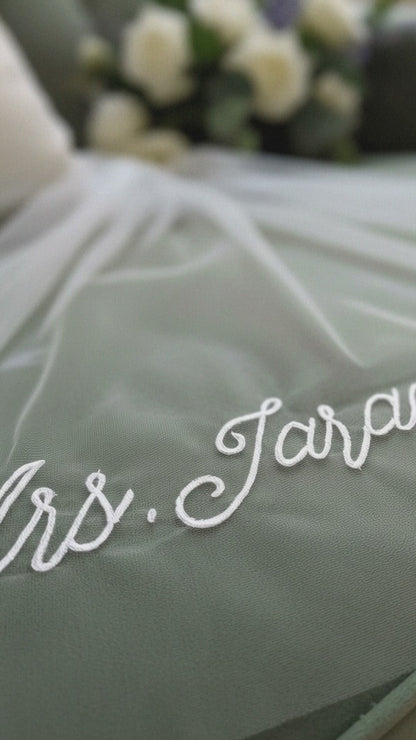 Personalized Wedding Veil with Custom Embroidered Name