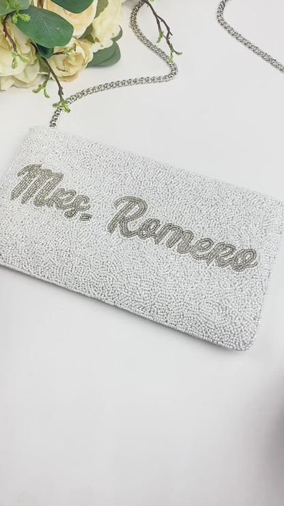 Mrs. Last Name Beaded Zipper Purse