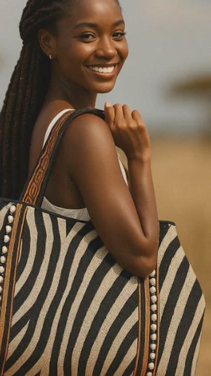 Zebra Beaded Tote