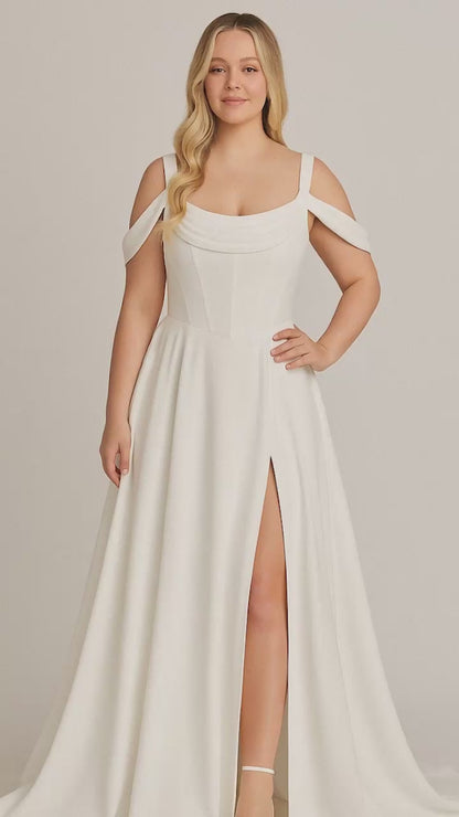 Elegant Off-Shoulder Wedding Dress with Slit