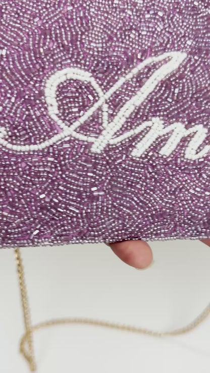 Beaded & Velvet Zipper Bridal Clutch