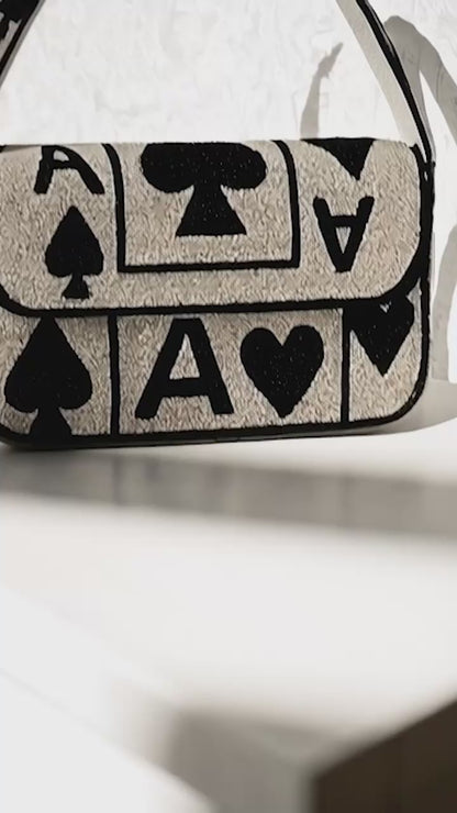 All-Over Ace of Spades Beaded Purse