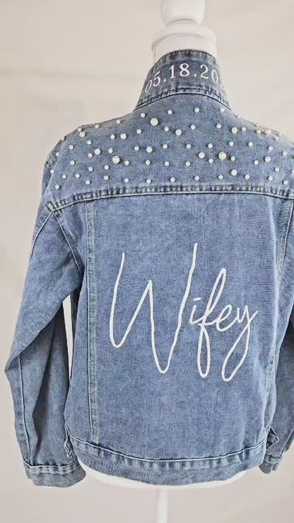 Embroidered Denim Jacket for Brides