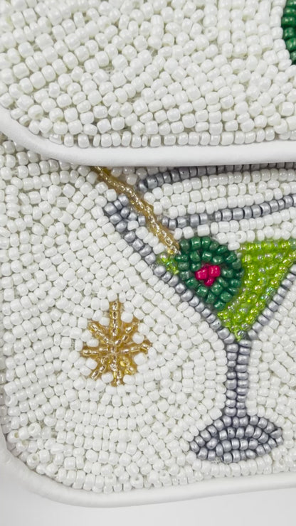 Olive Martini Beaded Shoulder Bag