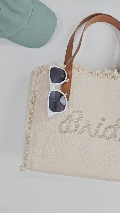 Personalized Bride Fringe Tote Bag
