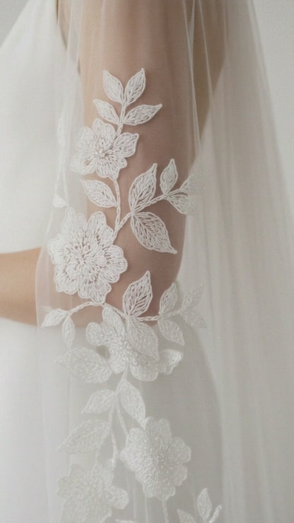 Embroidered Floral and Vine Wedding Veil