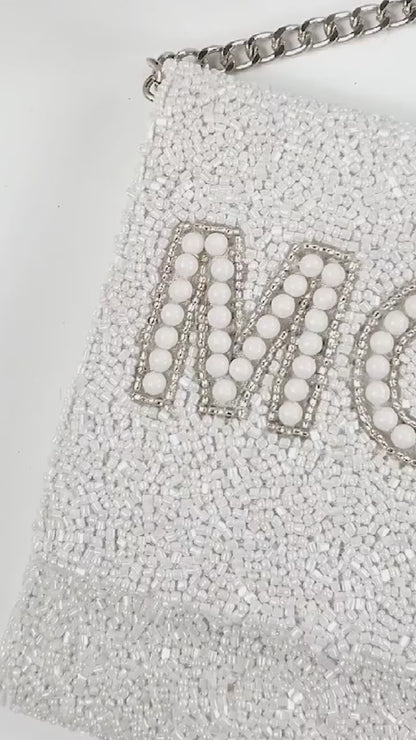 Personalized Pearl Beaded Clutch (FOG)