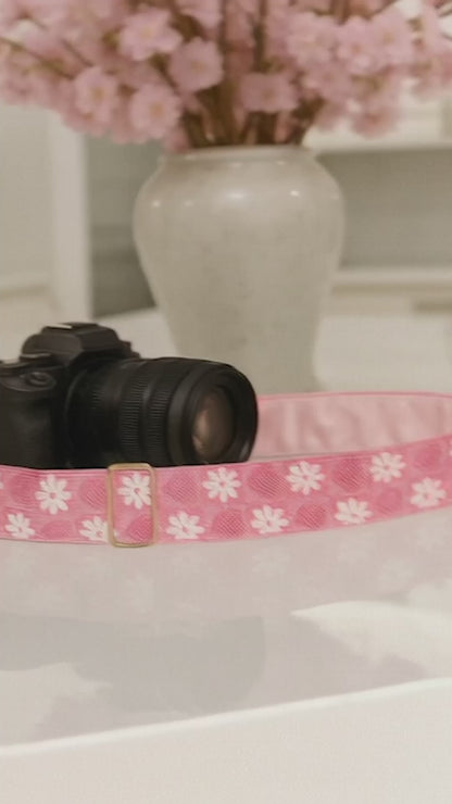 Orange Floral Beaded Camera Strap