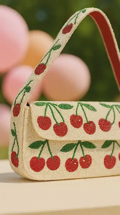 Beaded Cherry Shoulder Bag