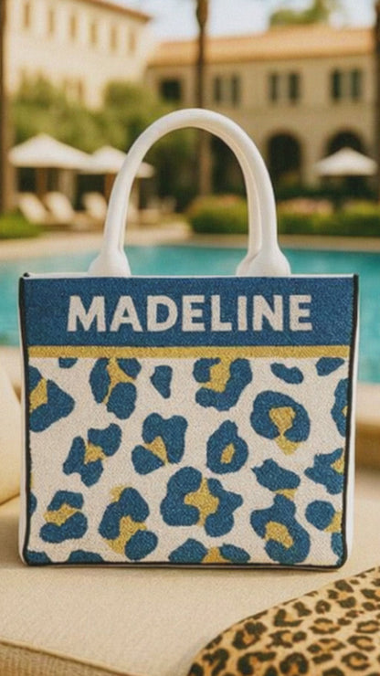 Beaded Cheetah Print Tote Bag