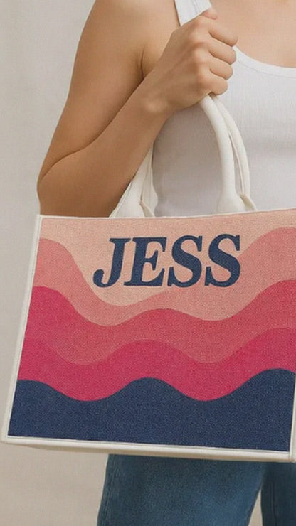 Personalized Beaded Tote Bag with Name