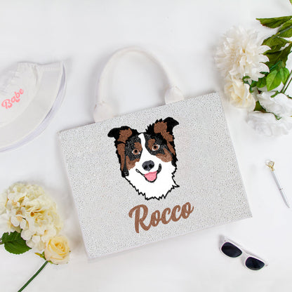 Custom Dog Beaded Tote Bag