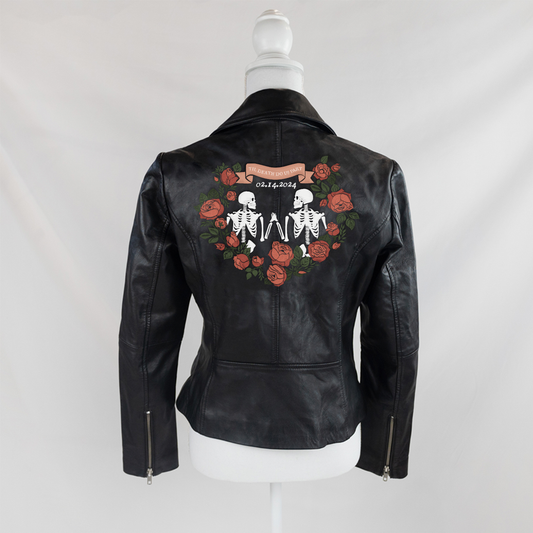 Till Death Do Us Part Embroidered Leather Jacket